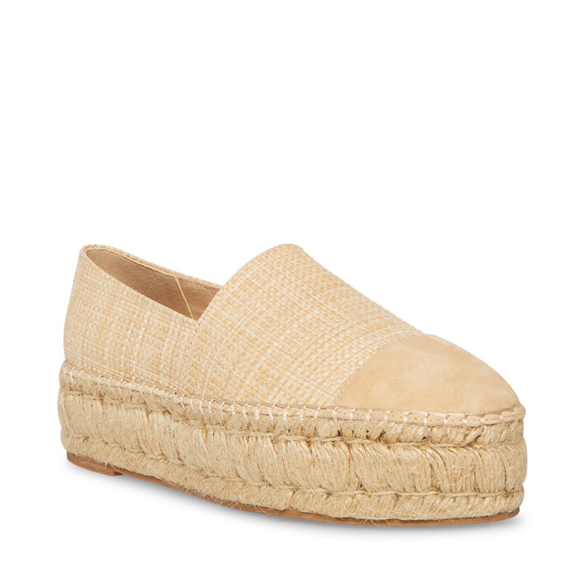 Zapatos Plataforma Steve Madden Kitt Natural Raffia Mujer Beige | ES WZ4S93